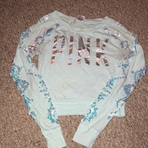 PINK sequence long sleeve crop